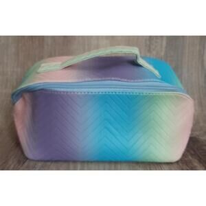 NEW Large Travel Makeup Cosmetic Bag Pastel Rainbow